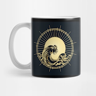 Golden Ocean Wave in Sunlight Circle Mug